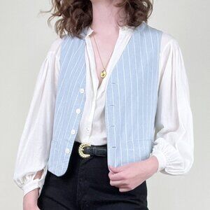 Vintage Reversible Pinstriped Vest Coast Cowgirl Relaxed Fit Oversized Western